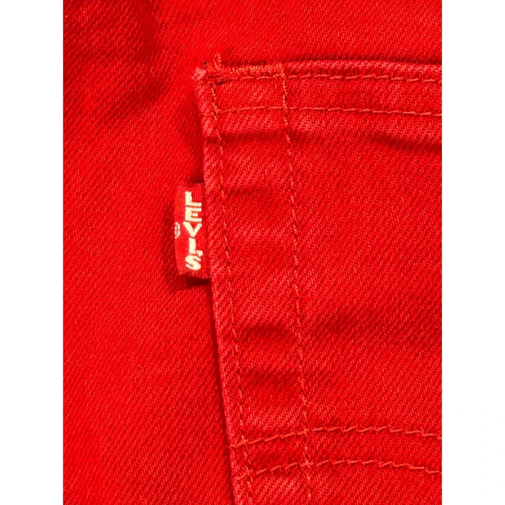 Levis Premium 541 BIG E Jeans Mens 32x34 Split Leg Blue Red Logo Graphic